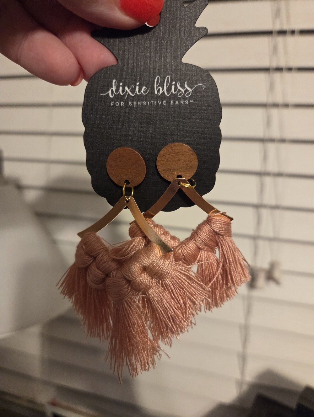 Peach Tassel Fringe Statement Earrings Set Of 4